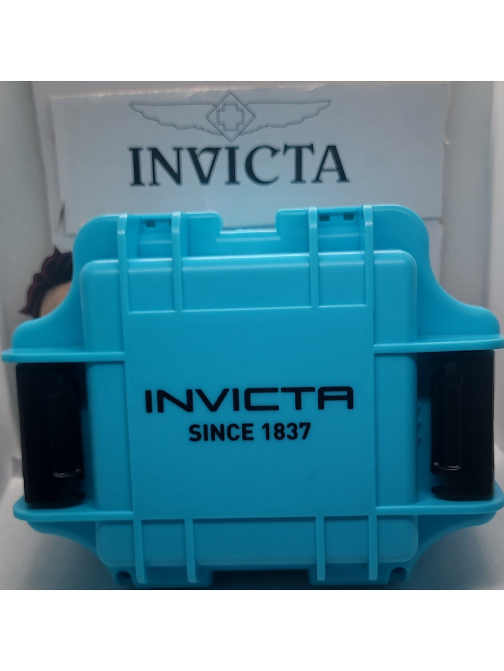 Invicta Blue high impact Plastic Storage Box Single Watch Case foam insert